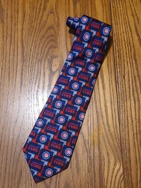 Chicago Cubs Logo Pattern Tie - Red & Navy